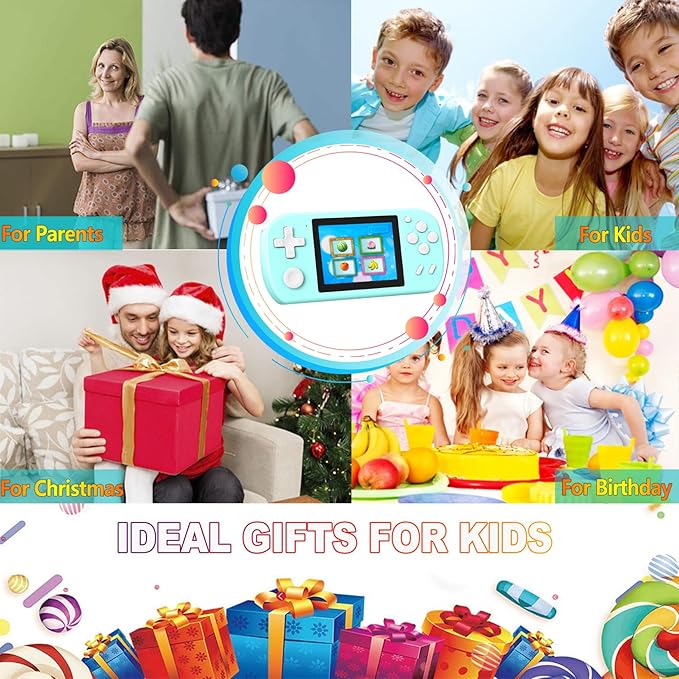 Great Boy Handheld Games for Kids with 218 Retro Video Game 3.0'' Color Screen Rechargeable Arcade Gaming Player,Birthday Xmas Gift (Cyan)