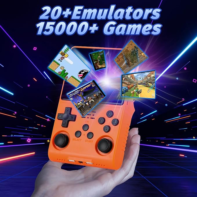R40S Pro Handheld Game Console, Over 30,000 Pre-Installed Games, More Than 20 Retro Emulator Systems, 3.5 inch IPS Full-View HD Screen，256GB (Yellow)