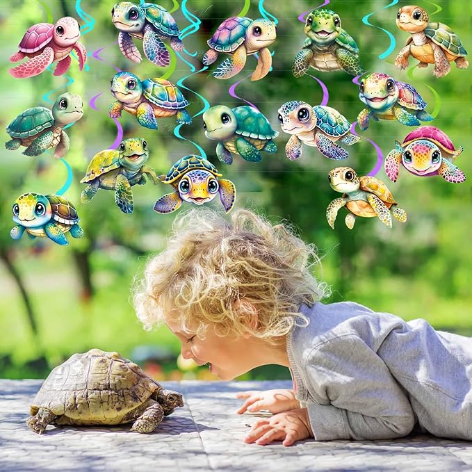 Turtle Party Hanging Swirls 20PCS Sea Turtle Theme Ceiling Swirls Decorations Turtle Birthday Party Supplies Turtles Hanging Streamers for Ocean Animals Baby Shower Decor