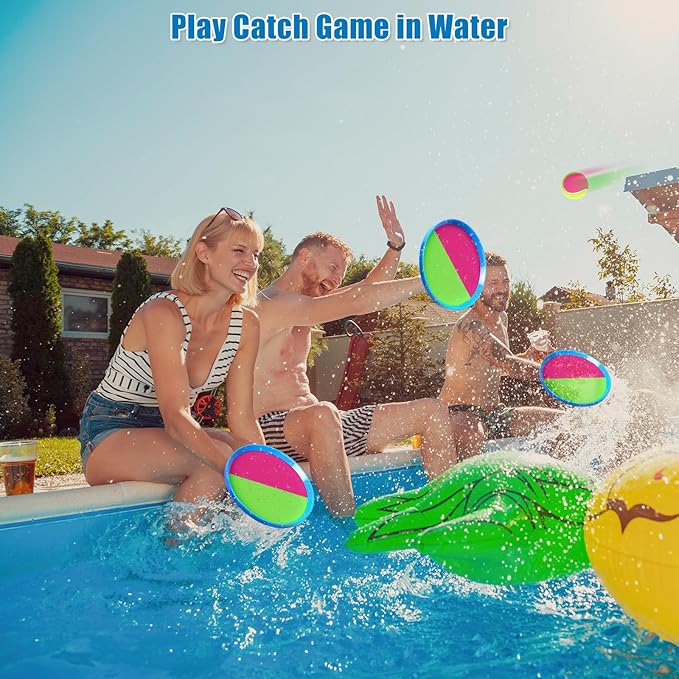 Toss and Catch Ball Set Game Kids Toys – 6 Paddles & 3 Balls, Easter Basket Stuffers Birthday Gifts for 3 4 5 6 7 8 Year Old Boy Girl, Outdoor Games for Beach Yard Pool Camping Lawn Family Party