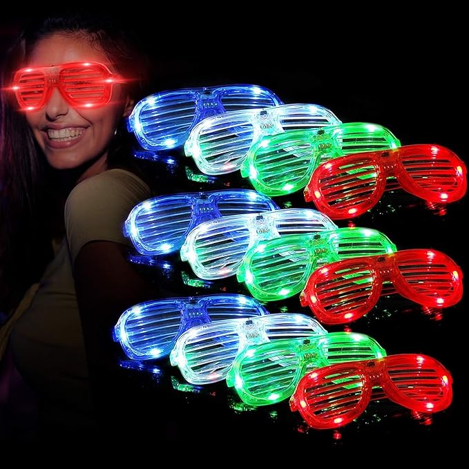 M.best 12 Pack LED Glasses 4 Colors Light Up Glasses Glow In The Dark Party Supplies Favor for Kids Adult Birthday,Raves, Halloween,Christmas, New Year