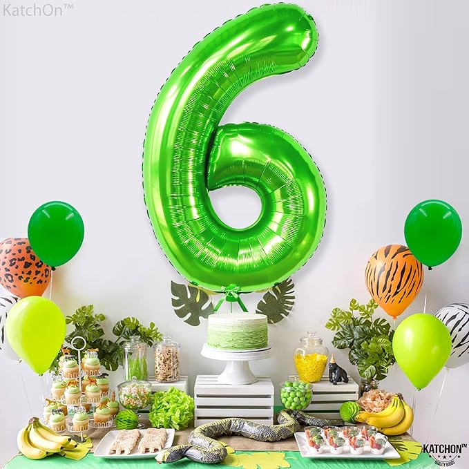 KatchOn, Giant Light Green Number 6 Balloon - 40 Inch | 6th Birthday Balloon for 6th Birthday Decorations | 6 Balloons for Birthday | 6 Year Old balloon for 6 Year Decorations