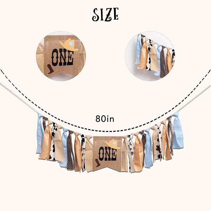 Cowboy Highchair Banner 1st Birthday - My First Rodeo High Chair Banner, First Rodeo Birthday Decorations Party Supplies for Party, Anniversary, Photo Props... (Blue)