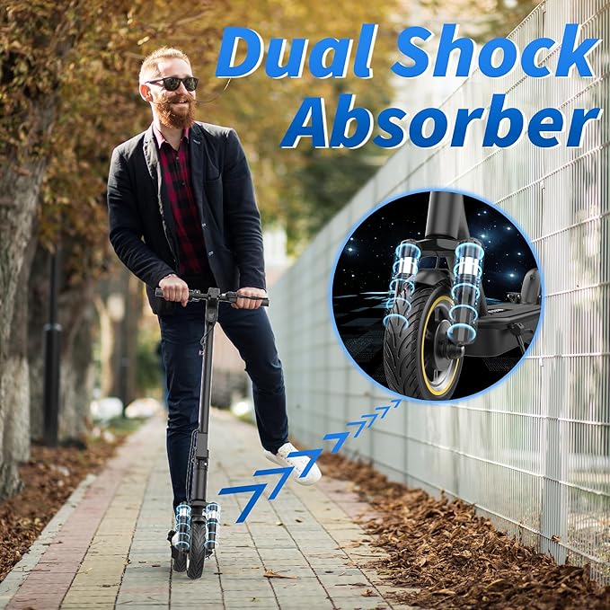 VOLPAM Electric Scooter, 350W/500W Powerful Motor, 8.5"/10" Solid Tires, 19/21Mph, 28/23/21/16 Miles Max Range, Dual Braking