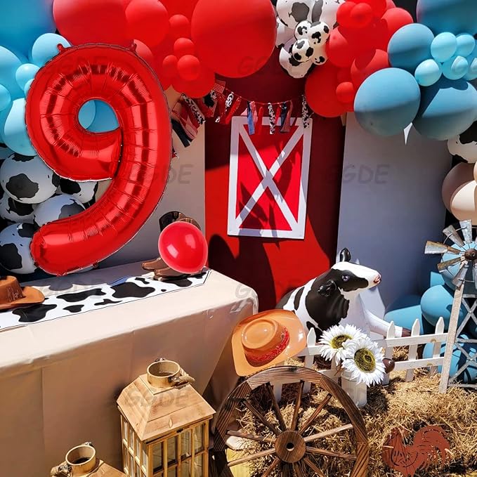 40 Inch 9 Red Number Balloons Mylar Foil Helium Digital Balloons Baby Shower 9th Birthday Party Decor Supplies