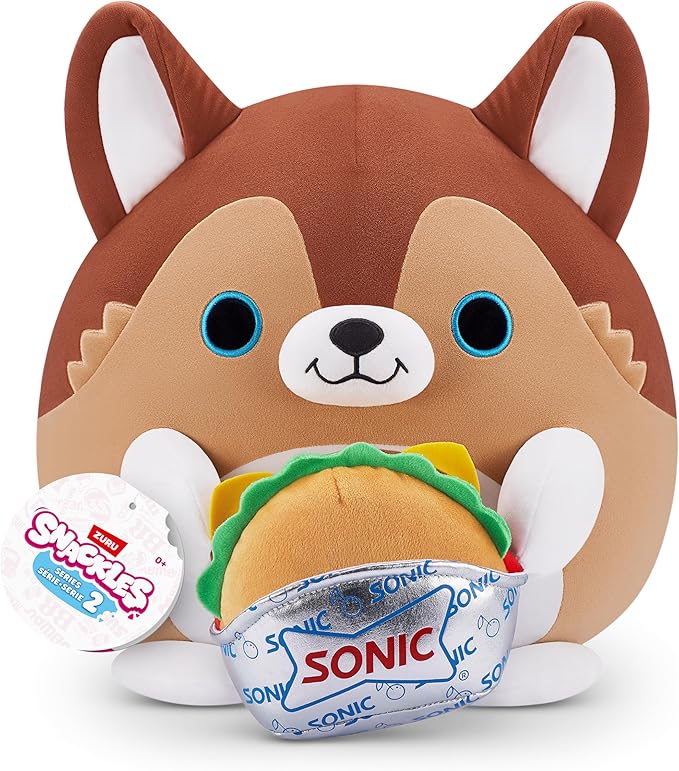 Snackles Series 2 Puppy & Sonic Burger 8 Inch Plush by ZURU, Ultra Soft Plush, Collectible Plush with Real Licensed Brands, Stuffed Animal, Giftable