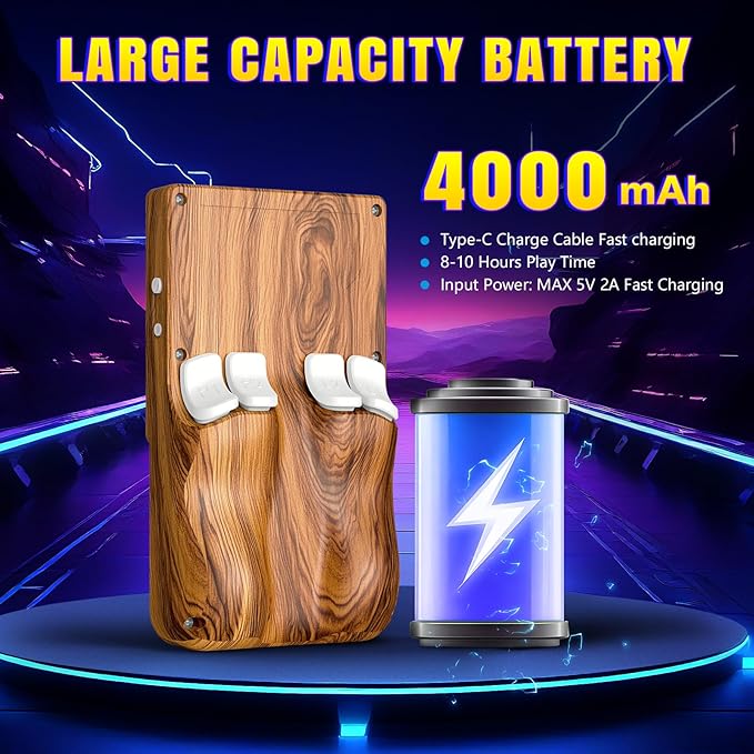R36T MAX Upgraded Retro Handheld Game Console with 4000mAh Battery, 4.0'' IPS Screen, Retro Gaming Console with Portable Case, Supports WiFi Networked Fighting and OTG(Wood Grain Brown)