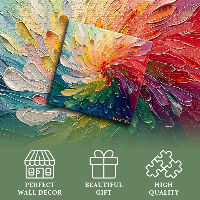 Impossible 1000-Piece Rainbow Art Painting Puzzle, Hard Challenge for Adults