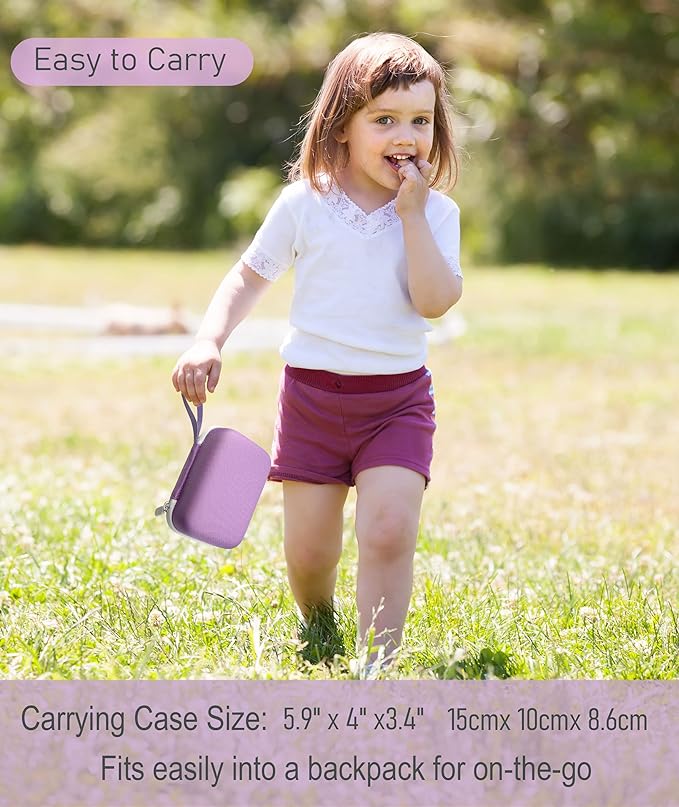 Miojoy Hard Carrying Case and Silicone Cover for Yoto Mini, Protective Travel Carrier for Kids and Adventure Jacket with Card Pouch 3 in 1 Accessories Set for Yoto Mini Player, Lavender