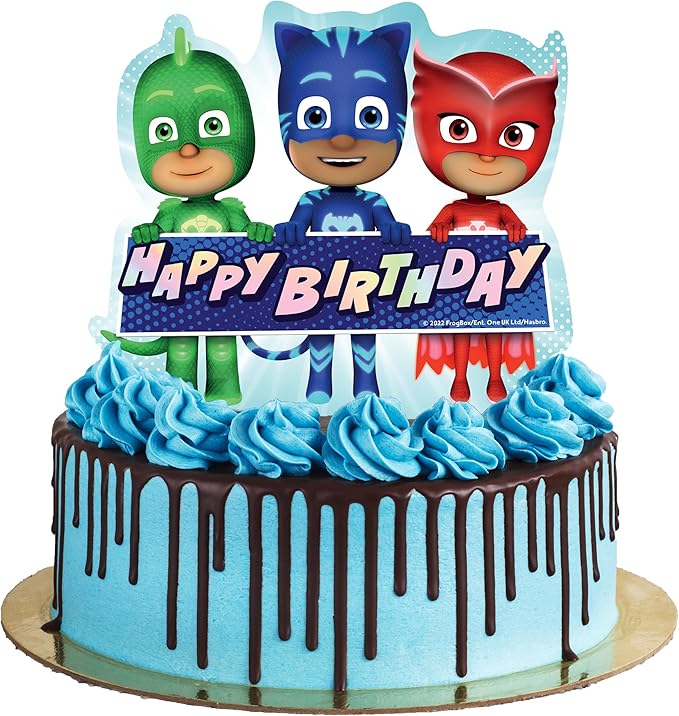 Treasures Gifted Officially Licensed PJ Masks Cake Topper - PJ Masks Birthday Party Supplies - PJ Masks Cake Decorations - PJ Mask Party Decorations - PJ Masks Birthday Decorations