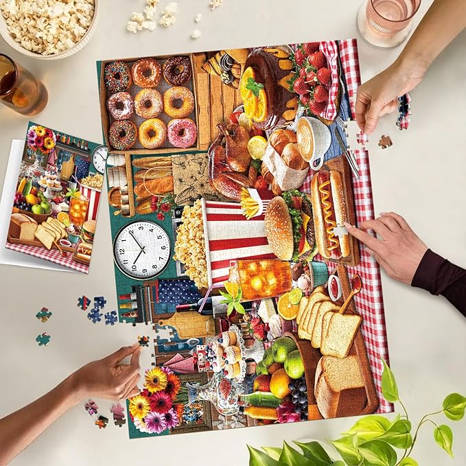 Food Feast Jigsaw Puzzles, Puzzles for Adults 1000 Pieces, Lumière's Banquet Impossible Challenging Puzzles Game, Interlock Perfectly No Dust, Gifts for Easter Earth Mother’s Day