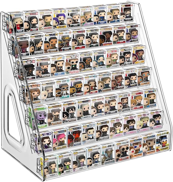 7 Layers Clear Display Shelf for Funko Pop, Clear Acrylic Display Case for Bitty Pop, Mini Collectible Toys Display Shelf for Miniature Mini Action Storage Compatible with Bitty Pops Funko