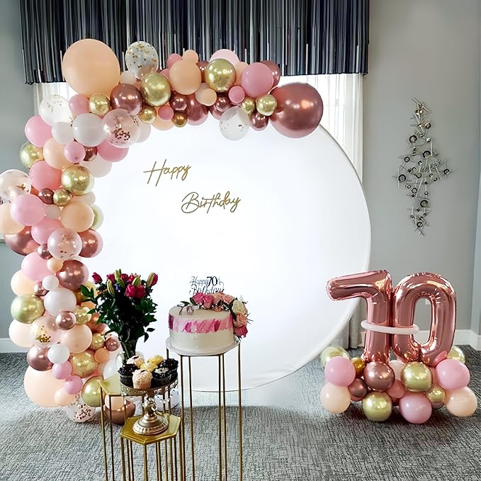 Rose Gold and Pink Balloons, 60PCS Baby Pink Apricot Ivory White Balloon 12Inch Metallic Chrome Gold Rose Gold Balloon Beige Blush Nude Balloon for Boho Wedding Bridal Baby Shower Birthday Decorations