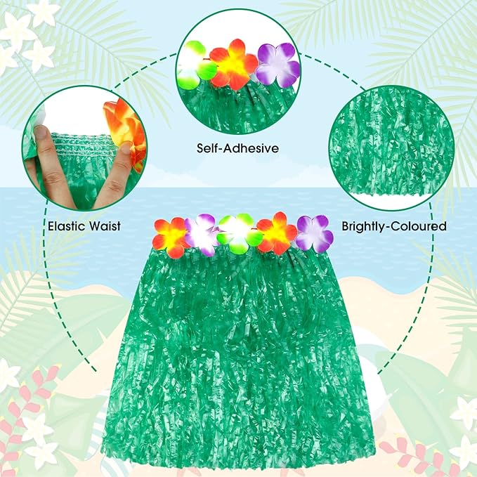 Hawaiian Leis Luau Party Decorations Set, 54Pcs Hawaiian Luau Party Supplies Flower Leis Necklaces Headbands Wristbands Grass Hula Skirt Lays Tropical Summer Beach Birthday Holiday Party Favors