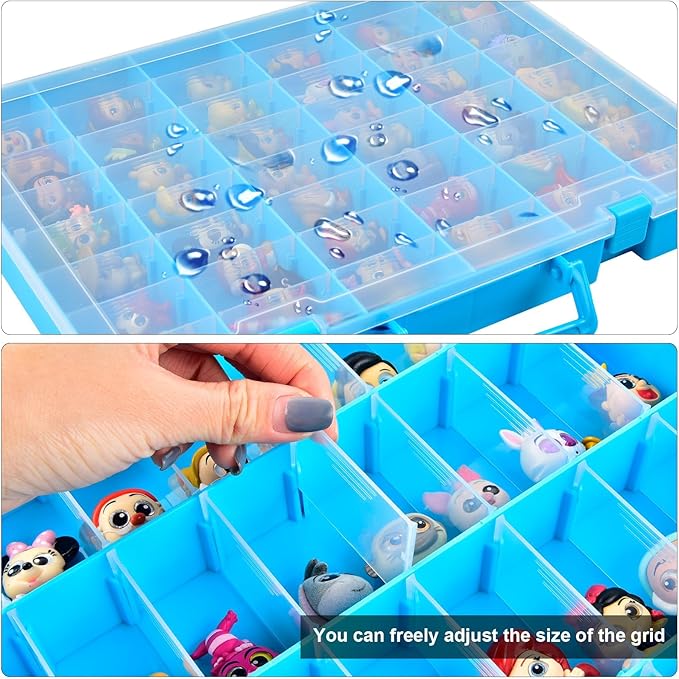 Display Case Compatible with Disney Doorables Collectible Mini Figures/ for MGA Entertainment Miniverse. Toys Storage Organizer Container for Multi Peek/ for Village Peek Characters (Box Only)- Blue