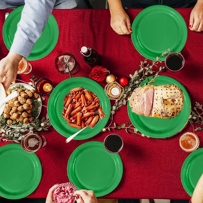 50Pcs St Patrick's Paper Plates 10" Heavy Duty Disposable Green Paper Platters Solid Color Dessert Plates for St Patricks Day Spring Holiday Festival Birthday Picnic BBQ Party Decorations