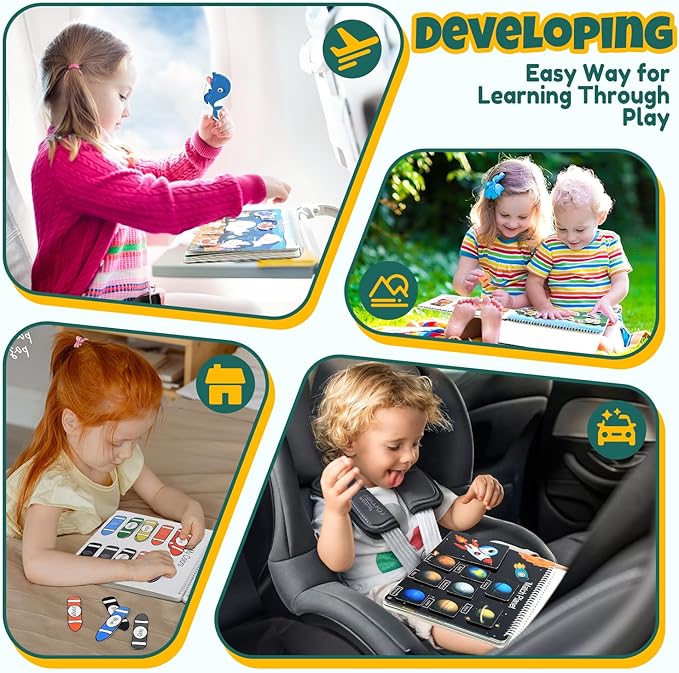Busy Book for Toddlers, Montessori Toys for 3 4 5 6 Years Old, Autism Sensory Educational Toys, Toddler Preschool Learning Activity Binder and Early Books - for Boys & Girls Develops Fine Motor Skills