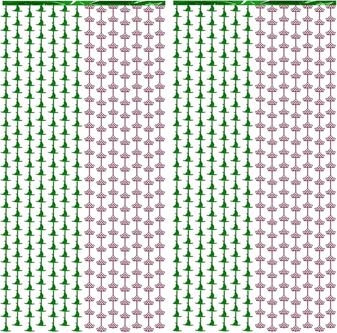 2 Pack Wicked Backdrop - 3.3 X 6.6 Ft Pink and Green Foil Fringe Curtains, Wicked Themed Party Decorations, Photo Booth Props, Witch Hat Tinsel Backdrop, Door Fringe, Wicked Birthday Party Supplies