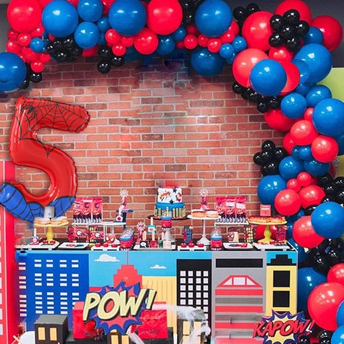 40 Inch Giant Spider Theme Number Foil Balloons - Large Number 5 Balloons for Kids' Birthday Anniversary Party Decorations Supplies (Numbers 0-9 Available)