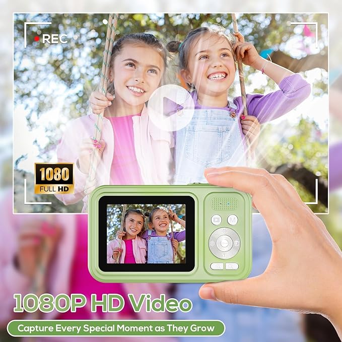 Digital Camera for Kids, WITYEAH 48MP FHD 1080P Point and Shoot Digital Cameras with 16X Zoom Anti-Shake, Compact Portable Cameras for Photography, for Boys Girls Teens Beginners,Green