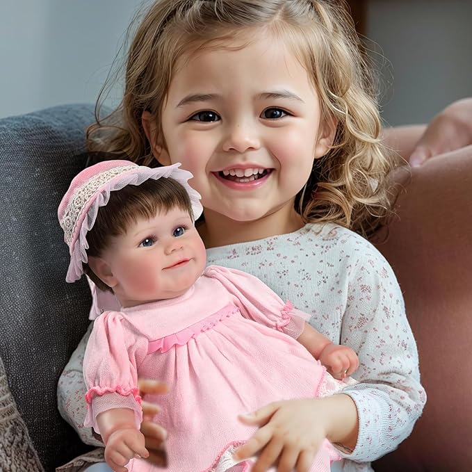 Ktaxon Reborn Baby Doll with 2 Set Clothes, 20-Inch Soft Cloth Body Realistic Baby Doll with All Accessories, Newborn Baby Dolls for 3+ Year Old Girls & Boy (Pink)