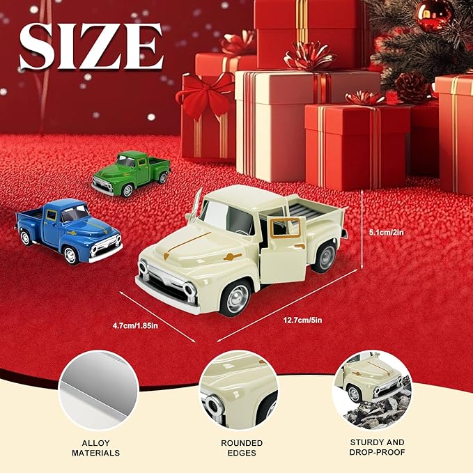 Little Beige Truck Toy for Toddlers 2 3 4 5 6 7 8 Year Old Boys Girls,1:32 Alloy Toddlers Car Toy Driveable,Car Door Can Open,Toy Trucks for Kids Easter Christmas Birthday Gifts