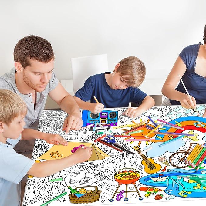 Gatherfun Giant Coloring Poster for Classroom - 31.5x72 Versatile Summer Activity Poster/Table Cover for School Parties, Birthday & Special Events Decoration