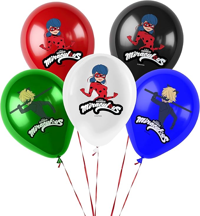 Miraculous Ladybug Cat Noir 12" Birthday Party Balloons 25 Pcs | Premium Latex for Miraculous Ladybug Party Supplies and Decorations by Vision E.D.