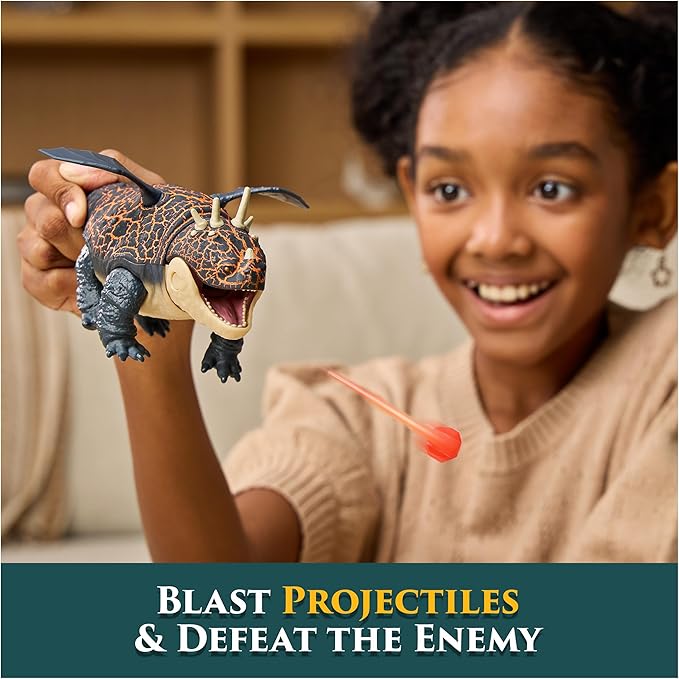 DreamWorks Dragons, Trial of Flame, Blazing Battles Catapult Blast Gronckle Playset, Dragon Figure Playset with 3 Cardboard Viking Figures for Ages 4 and up