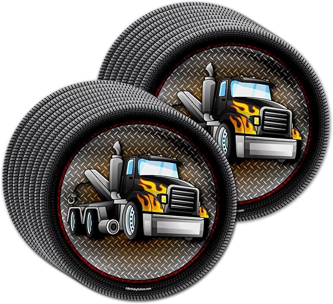 Tow Truck Birthday Party Supplies - Big Truck Birthday Supplies Set Includes Plates, Napkins, and Cups | Tableware Kit for 16