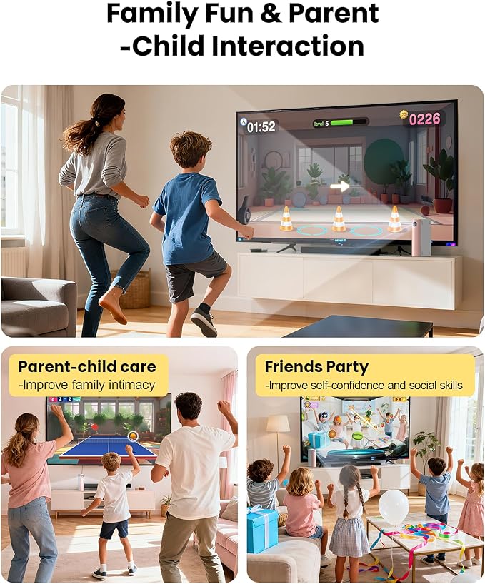 AR Motion Gaming Console: 28 Interactive Games Motion Sensor 2-Player Wireless Controllers & TV Hookup – Ultimate Family Entertainment System for Kids & Adults (Light Pink)