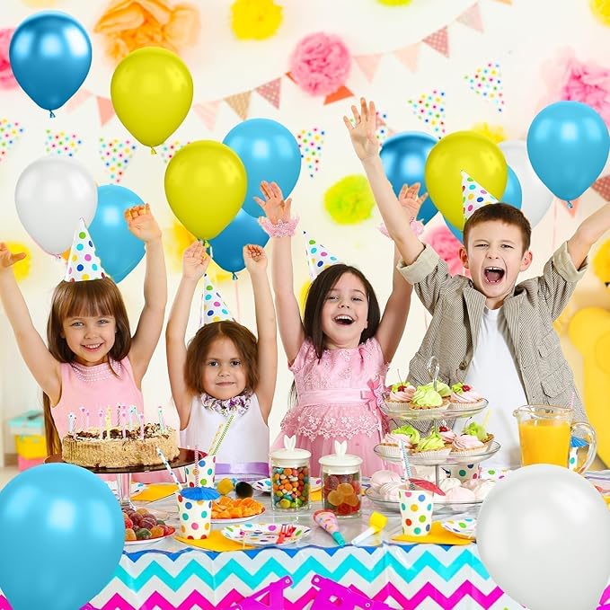 Yellow Blue Clear Balloon, 60 Pcs 12 Inches Metallic Blue Balloons for Underwater Theme Party Decorations Birthday Balloons Baby Shower Engagement Party Supplies