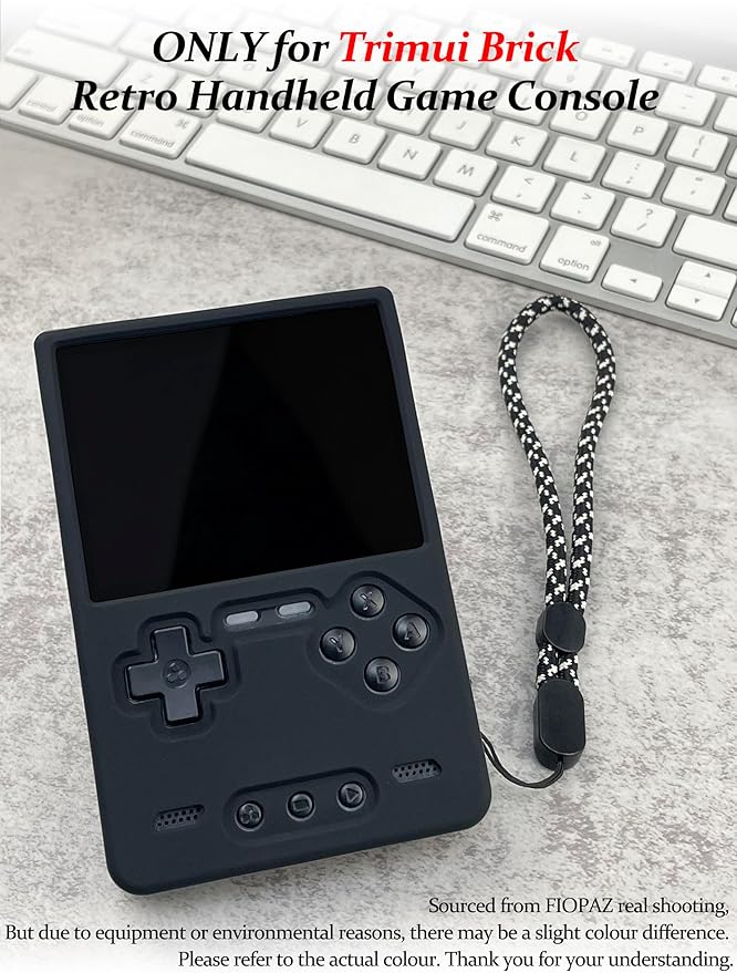 Silicone Case for Trimui Brick Retro Handheld Game Console, Soft Skin Cover for Trimui Brick Accessories, Anti-Scratch Washable TrimuiBrick with Lanyard (Black)
