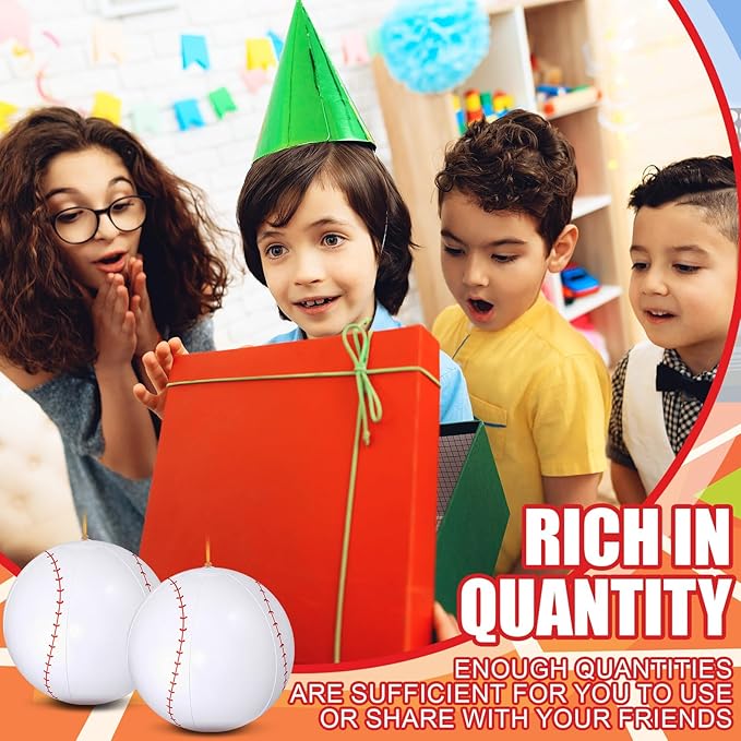 12 Pcs Baseball Party Favors Punching Balloons for Kids PVC Inflatable Punch Balloon Bouncy Balls with Rubber Band Handle Goodie Bags Stuffers for Baseball Birthday Supplies Pool Decoration