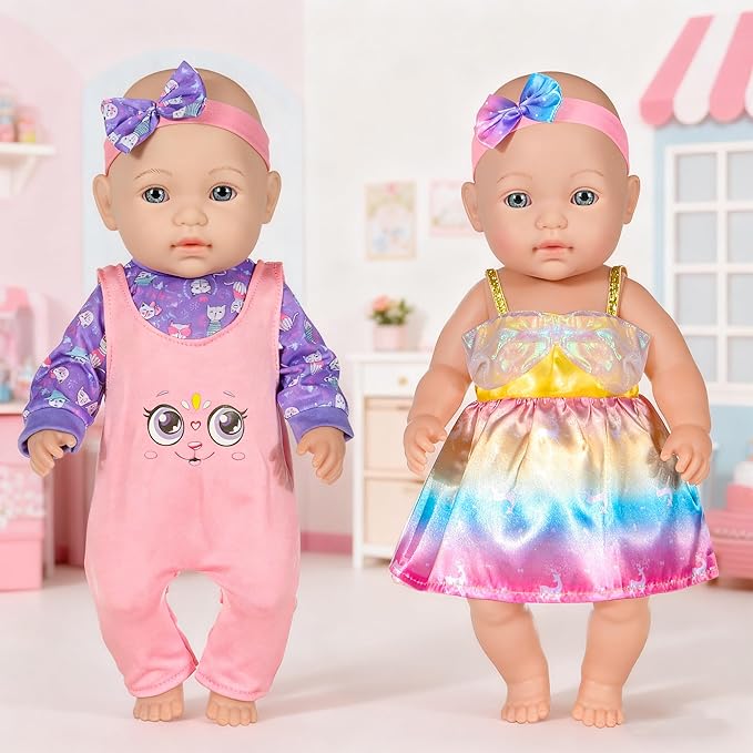 iBayda 10 Sets Doll Clothes and Accessories Include Rompers, Outfits for 14-17 Inch (35-43cm) New Born Baby Dolls (Doll Not Included)