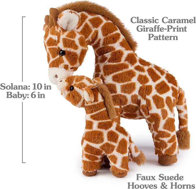 GUND Solana Giraffe and Baby Plush, Premium Giraffe Stuffed Animals for Ages 1 and Up, Brown, 10”