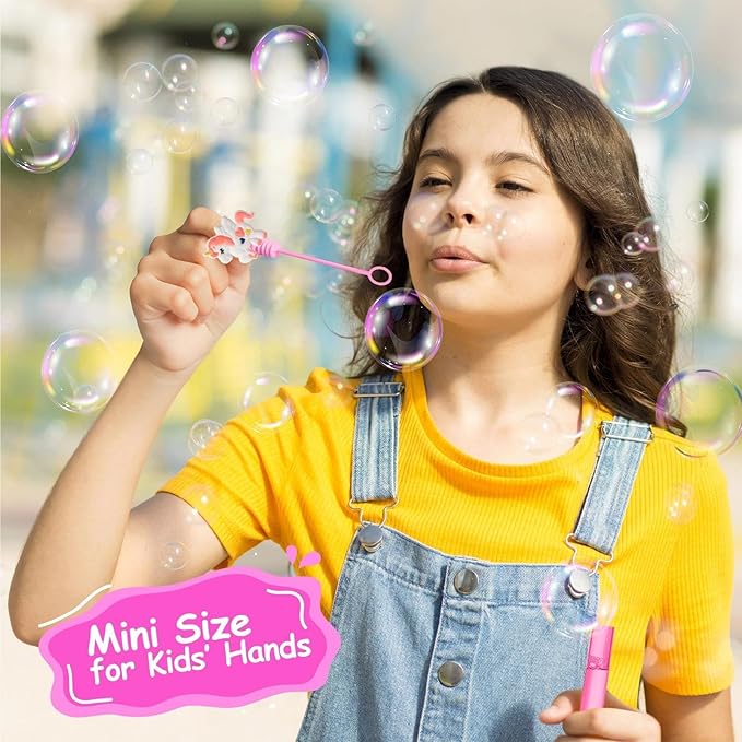 AFZMON 24 Unicorn Party Favors Bubble Wands for Kids, Rainbow Horse Mini Bubbles Wand Toys, Rainbow Theme Birthday Party Supplies Goodie Gift Bag Stuffers Pinata Classroom Prizes