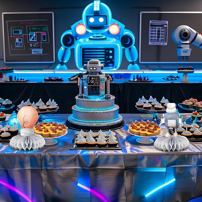 12 Pack Robot Table Decorations - Robot Party Decorations for Kids' Birthday and Baby Shower - Robot Table Toppers