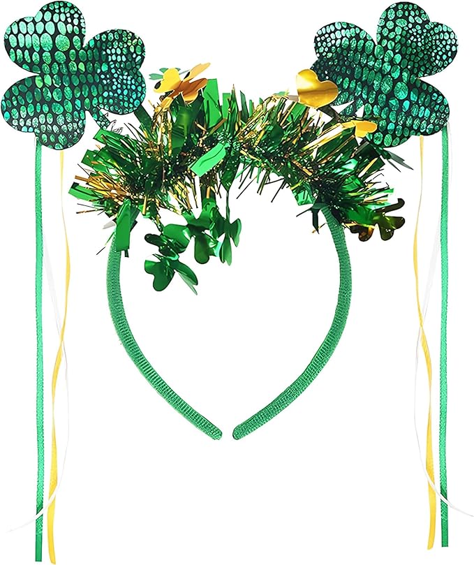 146 PCS St. Patrick's Day Accessories Party Favor Set, Shamrock Headbands, Clover Glasses, Bead Necklaces, Rubber Bracelets, Temporary Tattoos & Mustaches, Irish Green St Patrick’s Day Party Supplies