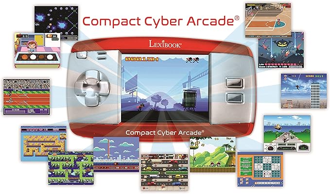 Compact Cyber Arcade Portable Gaming Console, 250 Games, LCD, Red, JL2375RD
