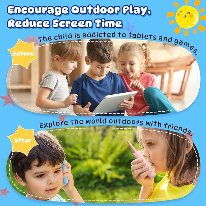 Video Walkie Talkies for Kids, 2 Pack Rechargeable Handheld Intercom Toddler Toys with Voice Changer, Fun Xmas/Birthday Gifts for in/Outdoor Family Play Camping Hiking Games for Boys Girls Ages 3-12