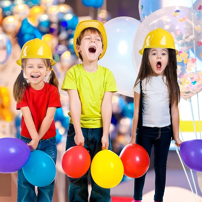 JOYIN 24 Pcs Toy Construction Hard Hats, Soft Plastic Yellow Kids Party Hat, Birthday for Construction Birthday Party, Children’s Engineer,Building Dress Up Hats, Theme Party Favors