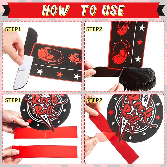 10 Pcs Rock and Roll Party Decorations Rock Star Centerpieces Born to Rock Party Decorations Music Theme Party Supplies Halloween Rock Birthday Decorations for Birthday Baby Shower Party Supplies