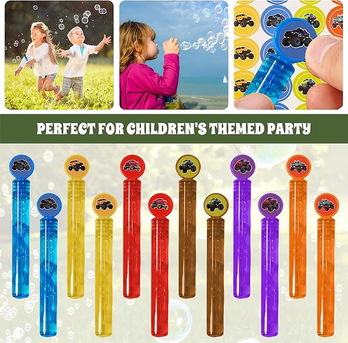 96pcs Truck Party Favors, Car Themed Birthday Party Supplies Including Truck Toys Slap Bracelets Bubble Wands DIY Stickers Painting Kits, Birthday Decorations Classroom Rewards for Kids