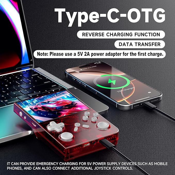 R40 Retro Handheld Game Console - Open Source System,3.5" IPS Screen, 18,000+ Classic Games, 128G TF Card, 3000mAh Battery, Portable Gaming Player for Travel, Retro Gaming Console, Red