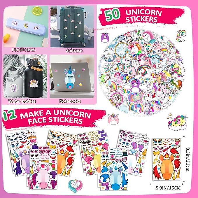 Unicorn Party Favors - Kids' Birthday Supplies, Goodie Bags Decorations, Fillers & Toys - Pink