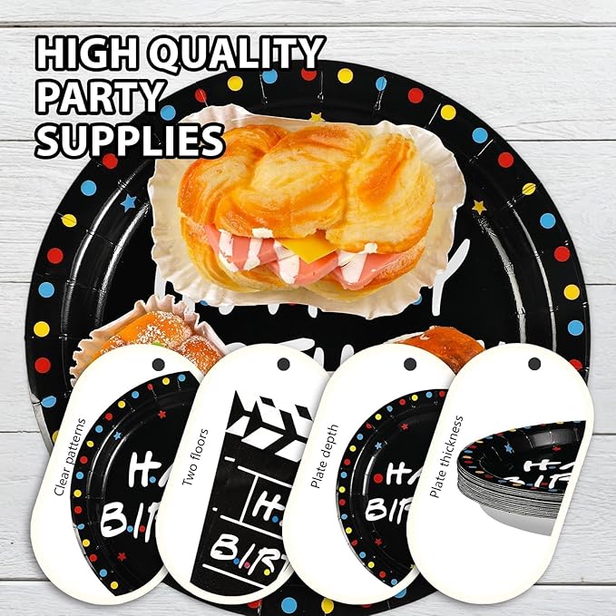 Grencian 96 Pcs iFriends Birthday Party Supplies iFriends Birthday Party Decorations iFriends TV Series Plates Tableware Set for TV Show Fans Friend Themed Parties Decor Serves 24