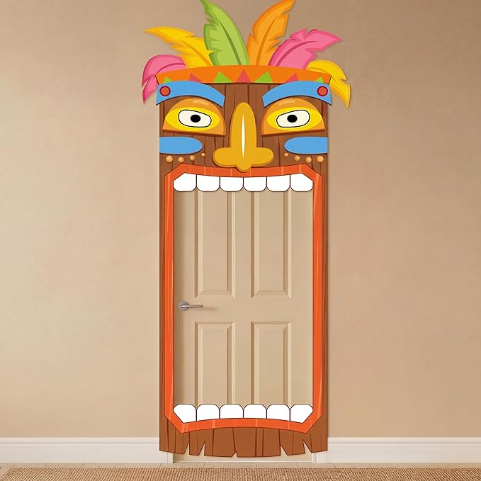 Namalu Hawaii Luau Party Decorations Tiki Totem Porch Banner Door Decoration for Photo Prop Backdrop Tropical Summer Aloha Birthday Party Supplies