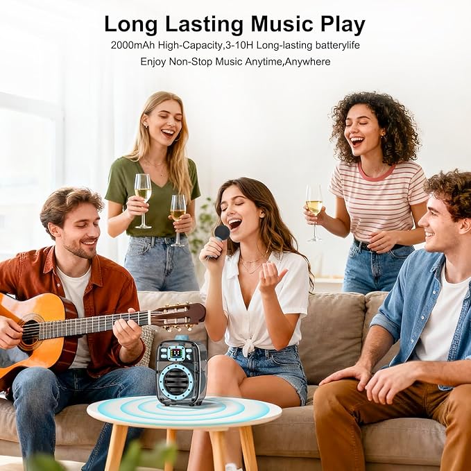 Small Bluetooth Speaker with Powerful Crystal Stereo Sound and Deep Bass, Mini Speakers with DSP, BT5.3, Microphone, Portable Speakers for Stocking Stuffers, Room, Car, Trip, Ideal Gift for Men, Women