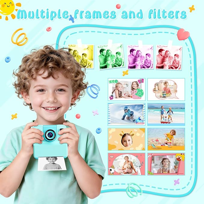 Kids Camera Instant Print :Flip-Up Camera Gift for Girls Ages 3-16 (for Christmas Or Birthday),1080P Hd Children Digital Video Instant Print Cameras with 3 Rolls Paper & 32Gb-Green